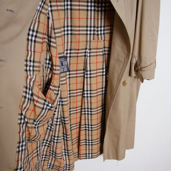 Burberry Vintage Double Breasted Trench Coat Nova Check Lining 54 Short Men's - Picture 6 of 14